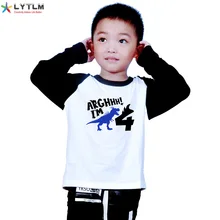 LYTLM 4 день рождения для мальчиков и девочек футболка Детские футболки одежда с динозаврами и длинными рукавами для мальчиков Jongens Kleding футболка «С Днем Рождения»