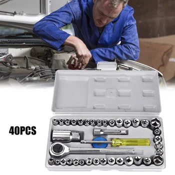 

40Pcs/Set Car Truck Repair Kit Wrench Sleeve Handle Tool Combination Joint Set