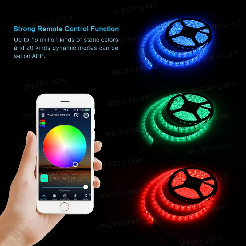 5M 10M 15M 20M RGB LED Stripe Light SMD 5050 IP65 Waterproof RGB Tape DC12V Ribbon Diode Flexible LED Strips Flexible Kit 24 Key Remote Controller (2)