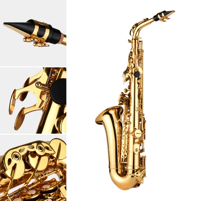 Eb Alto Saxophone Brass Lacquered Gold E Flat Alto Sax Woodwind Instrument  with Carry Bag Gloves Straps Brush of Sax Accessories - AliExpress