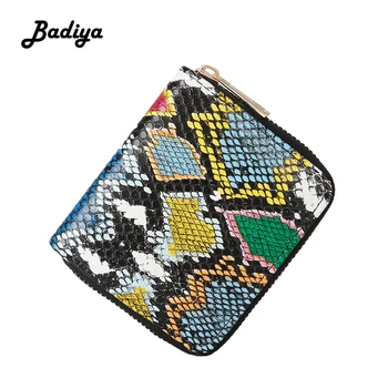 

Women Wallet Fashion Creative Multicolored Serpentine Zipper Coin Pocket Short Cool Clutch Bag Luxury Multi Slots ID Holder