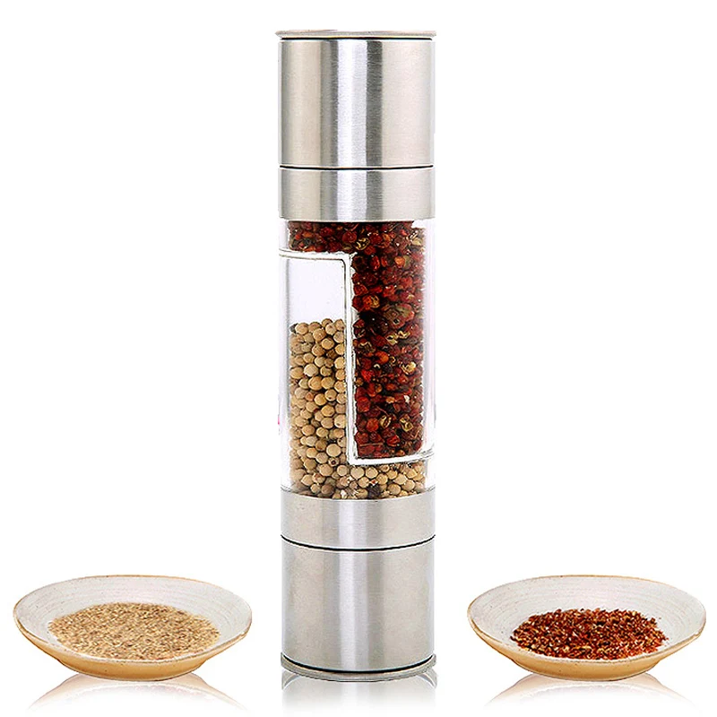 

Stainless Steel Salt and Pepper Grinder Set 2 in 1 - Adjustable Ceramic Sea Salt Grinder & Pepper Grinder