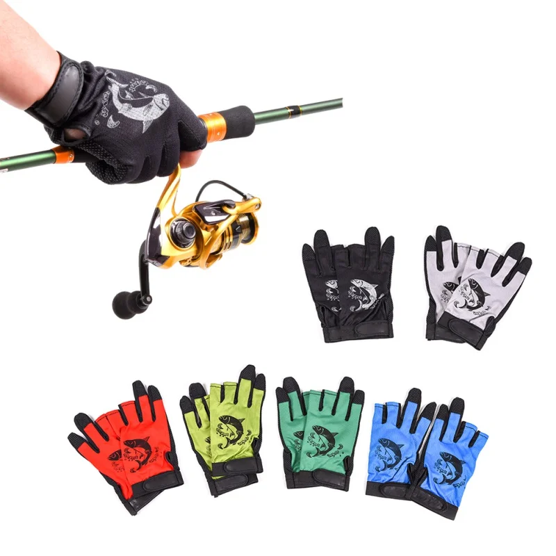 1 Пара Противоскользящие рыболовные перчатки с рисунком три пальца мягкие и дышащие перчатки для рыбалки для велосипеда и уличных видов
