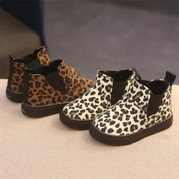 

MHYONS 2019 New Children's leopard snow boots boys cotton girls boots winter Martin boots baby thick warm non-slip cotton shoes