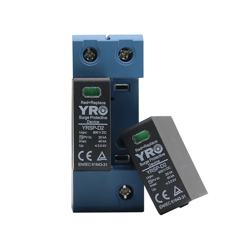 DC SPD 2P 20-40KA 600V 800V Surge Protective Device Low-voltage Arrester House din rail 2 Poles Protector YRSP-D2/T2
