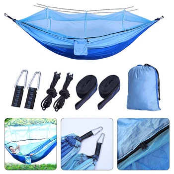

Portable Outdoor Camping Hammock For Travel Garden Nylon Material Anti-Mosquito Nets Hunting Strength Parachute Sleeping Swing