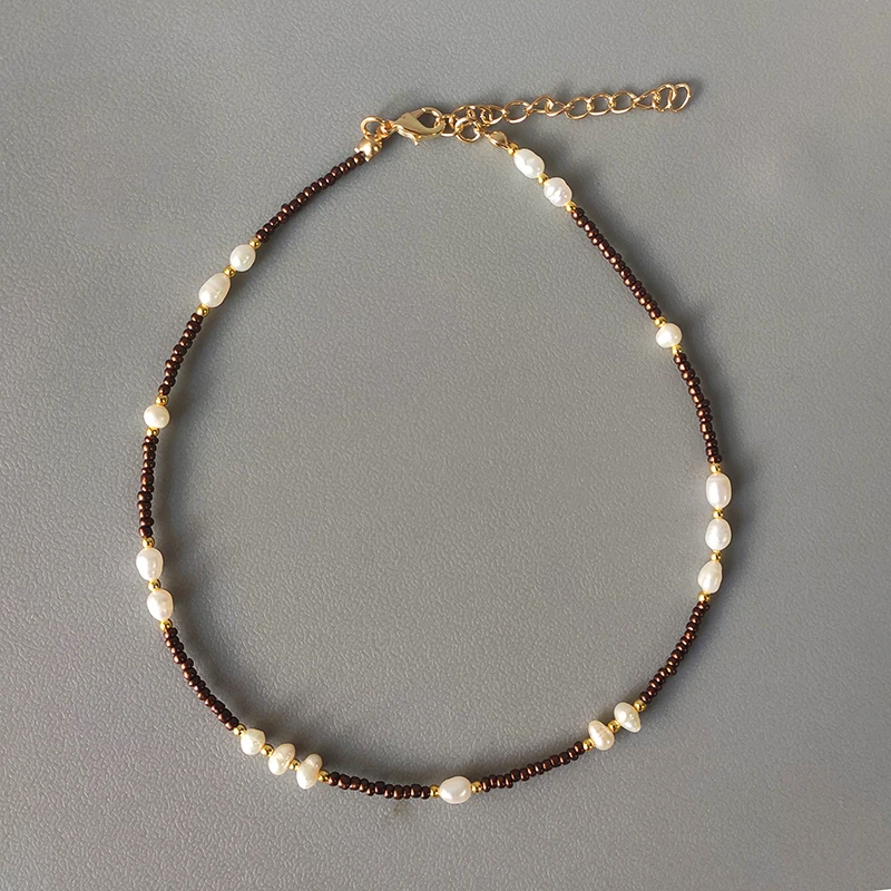 women exquisite small freshwater pearls necklace handmade adjustable beaded choker fashion bohemian jewelry gifts wholesale