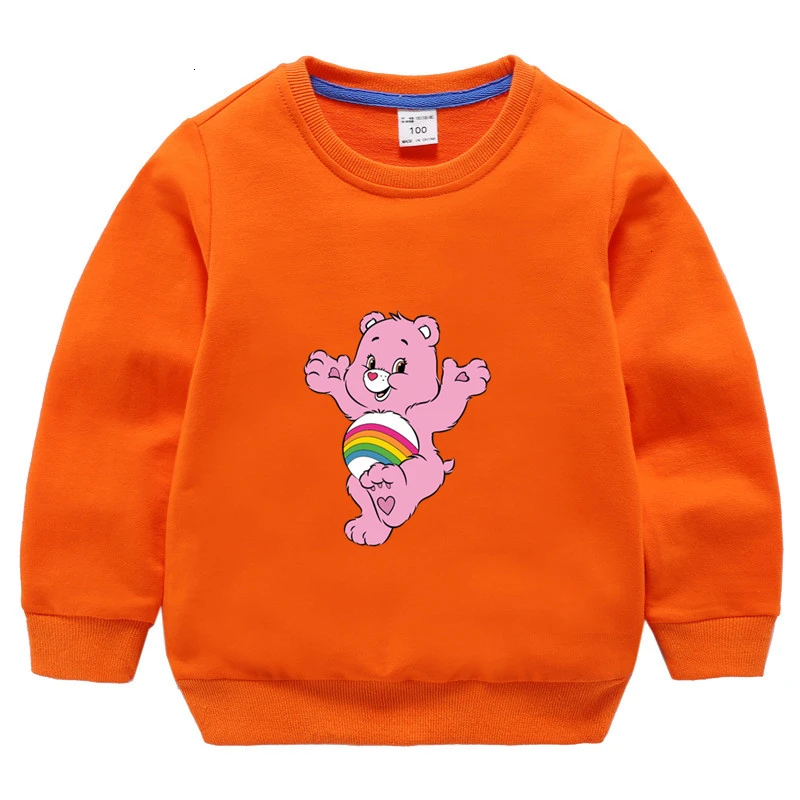 Одежда для мальчиков и девочек Care Bears забавные скрещивающиеся цвет детское модное осеннее топы с круглым вырезом; футболки с изображением мультипликационных персонажей для детей футболка детская толстовка - Цвет: as picture