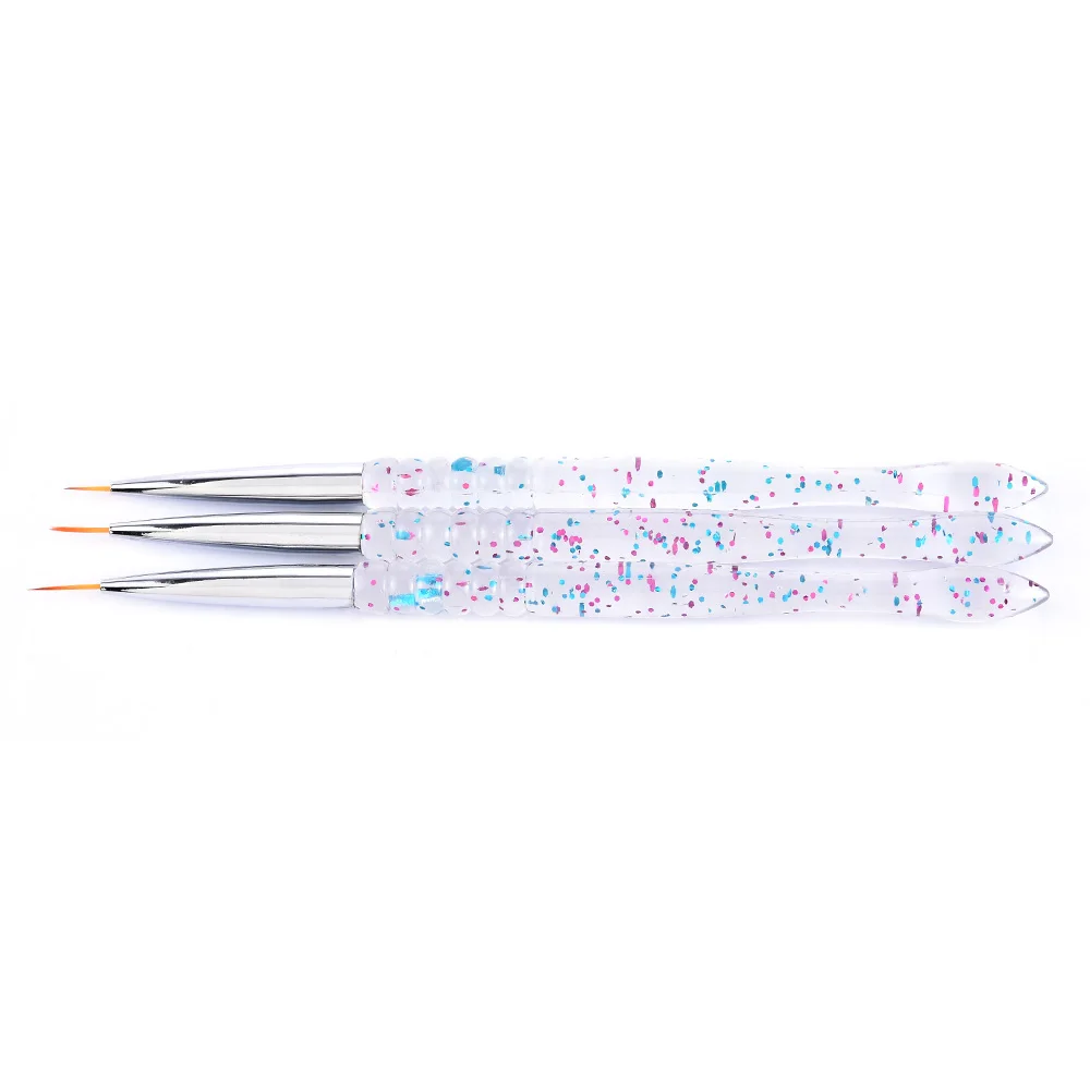 3Pcs Acrylic French Stripe Nail Art Liner Brush Set 3D Tips Manicure Ultra-thin Line Drawing Pen UV Gel Brushes Painting Tools