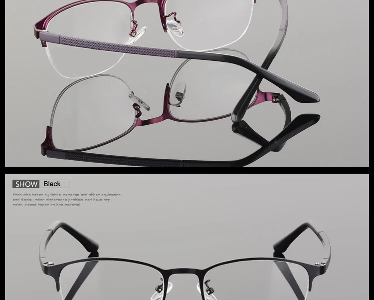 Mode Halb Rand Runde Brille Rahmen Frauen Legierung Superlight Optische Brillen Marke Design Für Myopie Und Hyperopie DD1612 – Detail 16