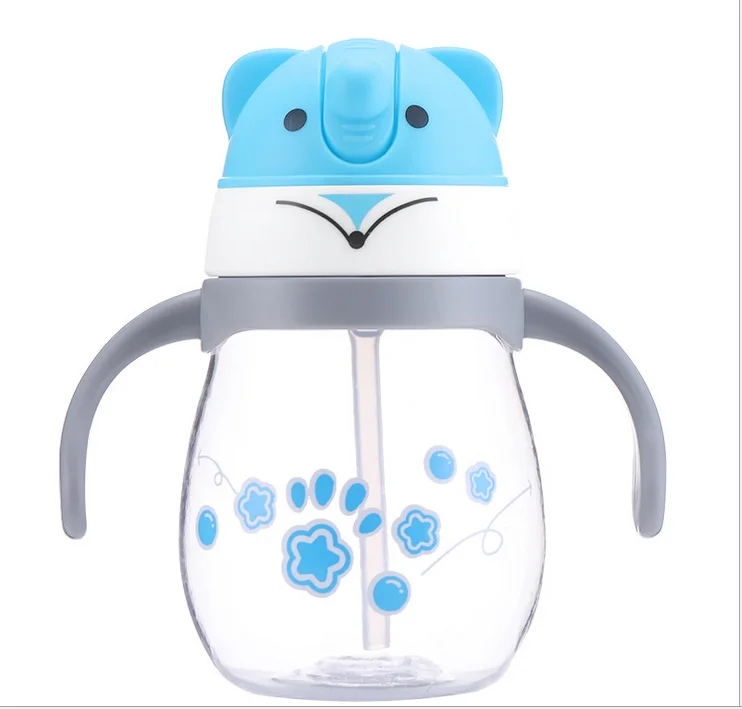 

250ml Baby Kids Children Sippy Suction Cup School Drinking Water Straw Bottle