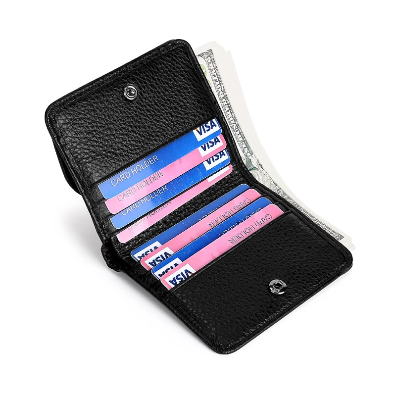 BONAMIE миниатюрная монетная сумка для мужчин RFID натуральная кожа двойная пластиковая пряжка сумка женский короткий кошелек для мелочи женский портативный кошелек