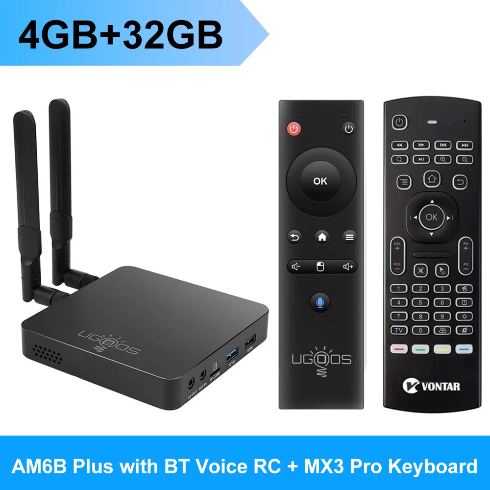 UGOOS AM6B Plus TV BOX Amlogic S922X-J Android 9.0 DDR4 4GB RAM 32GB WiFi6 1000M BT5.0 OTT 4K AM6 Plus TVBOX 