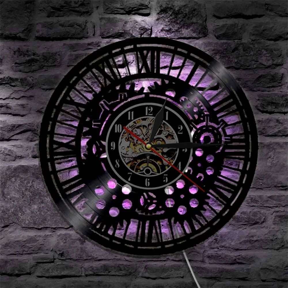 Laat je zien materiaal kunstmest Tandwielen Wandklok Steampunk Charms Muur Decor Vinyl Record Wandklok  Cogwheels Decoratieve Klok Horloge Modern Design Home Decor|Wandklokken| -  AliExpress