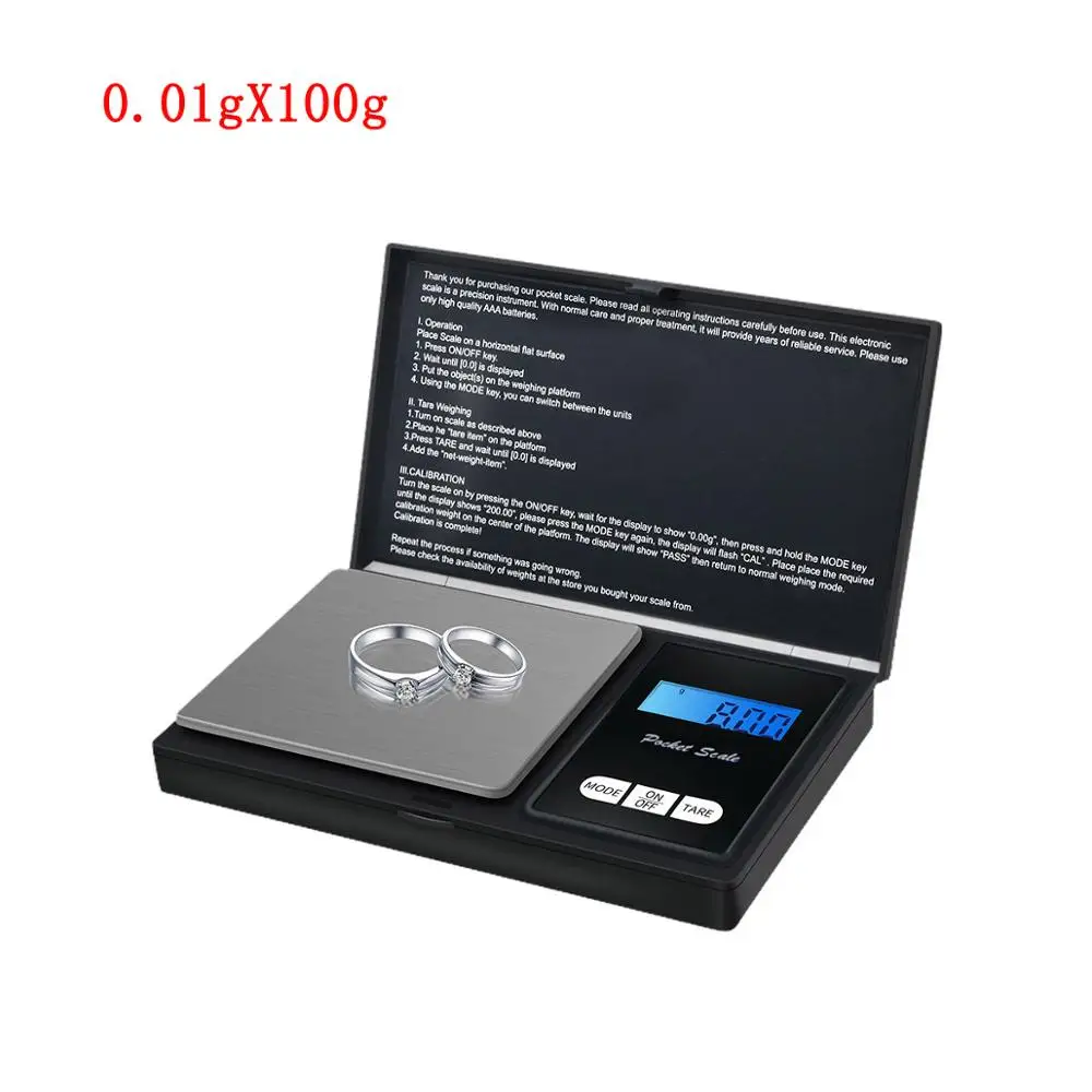 0.01gx100g Бытовые кухонные весы электронные пищевые весы 100 г/200 г/300 г/500 г/1000 г/2000 г/0,01 г X 0,1 г/г цифровые ювелирные карманные весы для лекарственных средств - Цвет: 0.01gx100g