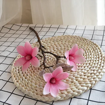 

Artificial Flowers Magnolia High Quality short branch with three orchid head Silk Flower for Wedding Home living room Decor