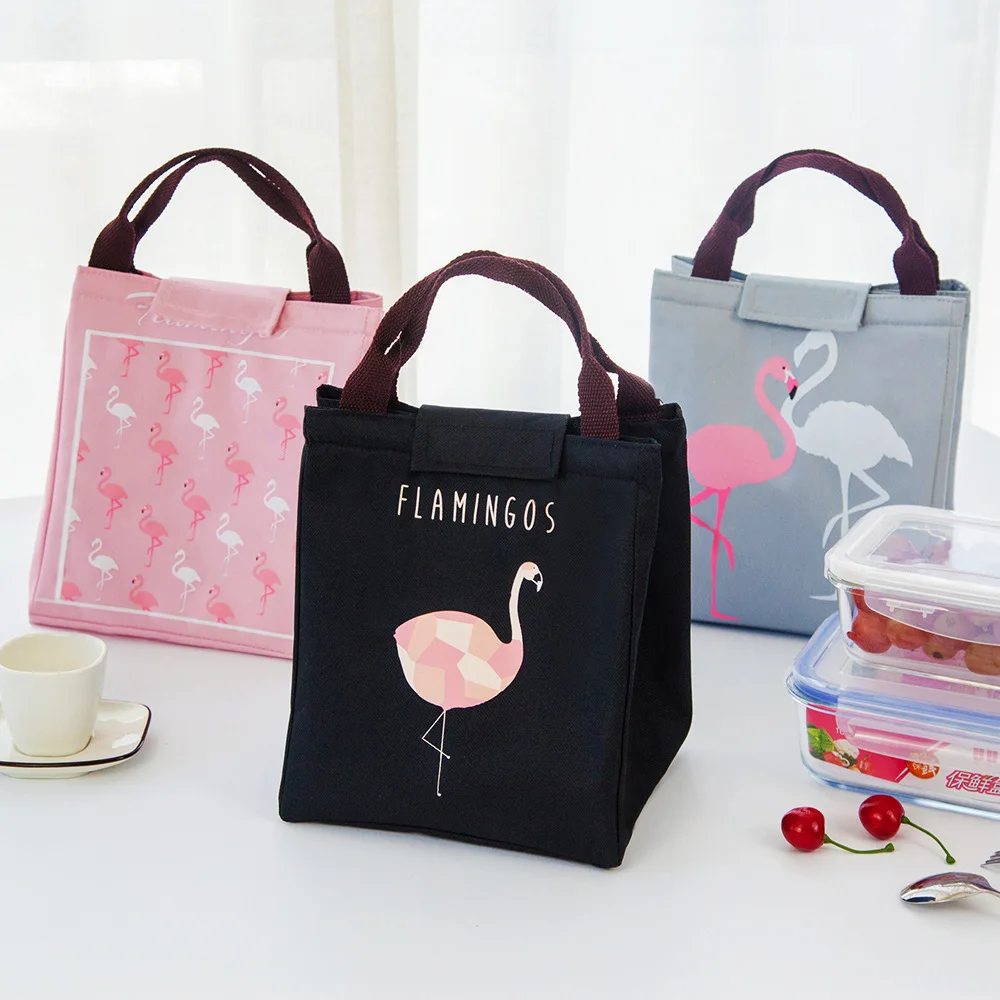 Сумки для пикника Фламинго Tote термальная сумка черная Водонепроницаемая оксфордская Пляжная сумка для ланча контейнер для еды теплая термо-сумка