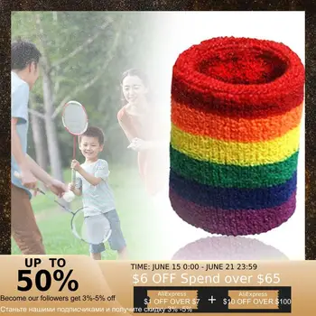 1Pcs Ademende Bracers Regenboog Kleur Zachte Katoenen Wrap Hand Running Absorptie Mannen Vrouwen Polsband Badminton Fitness Zweet N4G3