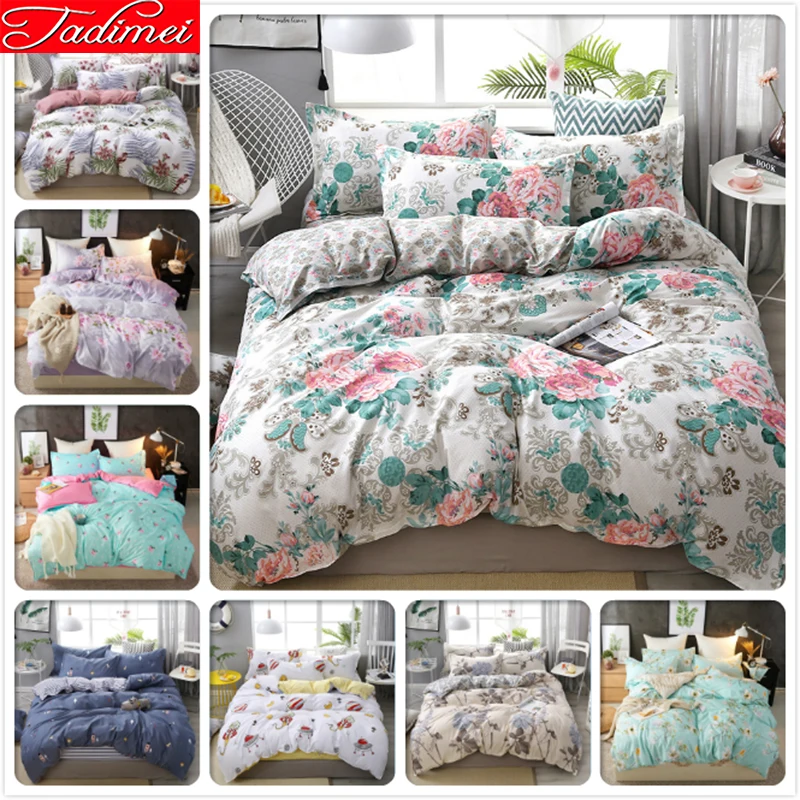 

Floral Pattern Duvet Cover 3/4 pcs Bedding Set Adult Kid Soft Cotton Bed Linen Single Twin Full Queen King Size 180x220 220x240