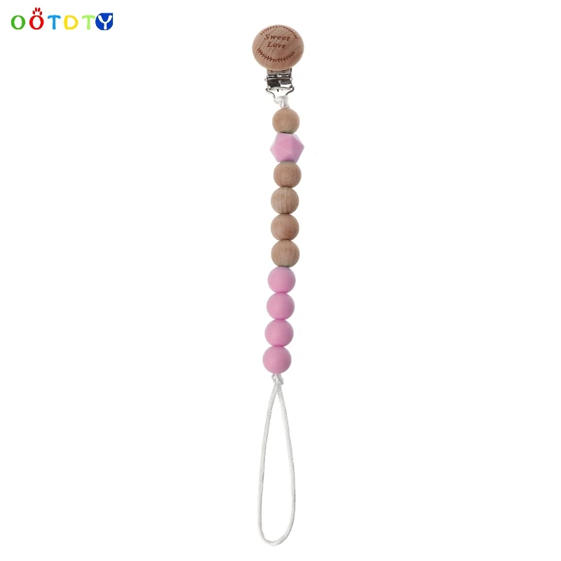 Силиконовая соска клип с гравировка на дереве письмо соска зажимы Baby Shower Подарки DXAD - Цвет: 4