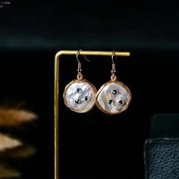 

Natural Flat Pearl Peacock Drop Earrings For Women Engagement Earrings Pave ZirconFine Jewelry