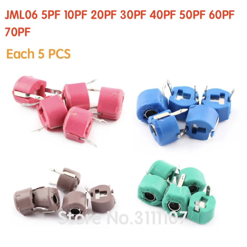 40 шт./лот JML06 5PF 10PF 20PF 30PF 40PFf 50PF 60PF 70PF набор конденсаторов для триммера 8 значений * 5