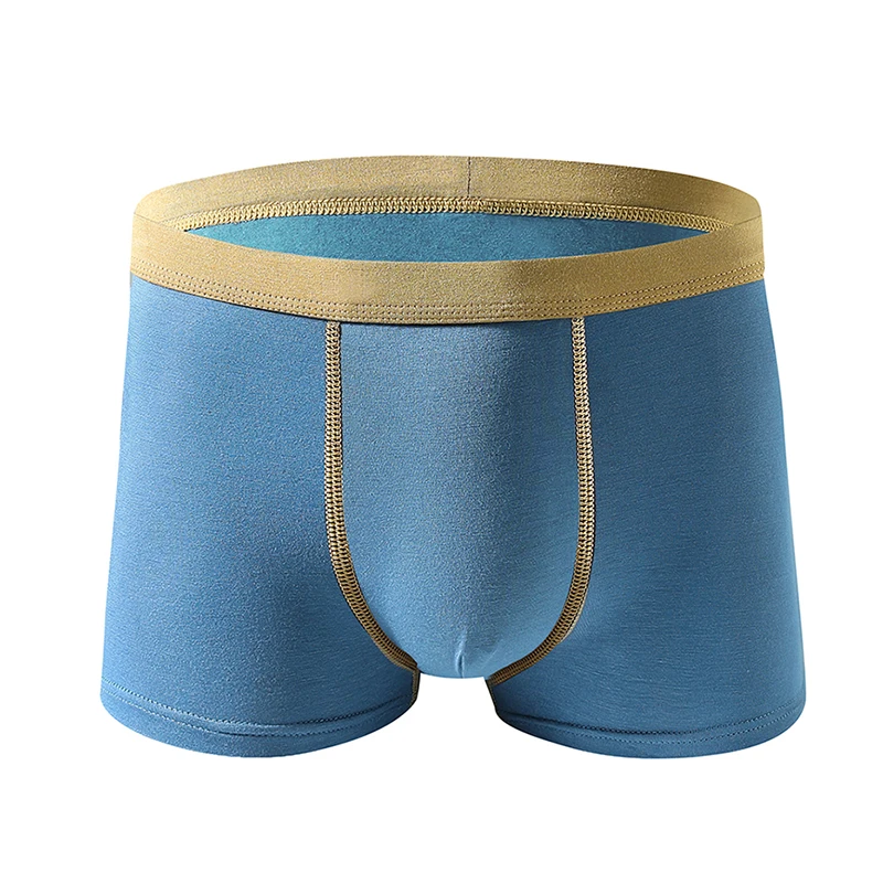 Light Blue Мужские шорты-боксеры из мягкого бамбукового волокна, мужские трусы с выдвижными ящиками, классические короткие облегающие удобные трусы, черные, темно-синие, дышащие - Цвет: Light Blue