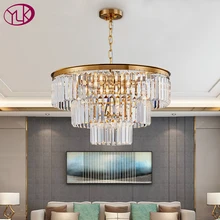 Youlaike Роскошная современная люстра освещение для гостиной круглая Золотая цепочка для украшения дома люстры для столовой хрустальная лампа