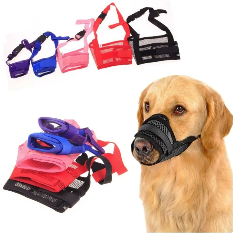 1PC producto para entrenamiento de perro ajustable máscara de malla transpirable bozales pequeño perro grande boca bozal Anti ladrar morder masticar