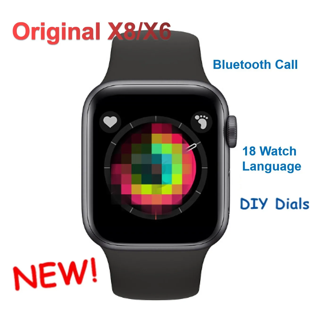 Reloj inteligente X8 X6 para hombre y mujer, pulsera con Monitor de ritmo cardíaco y presión arterial, serie 5, VS W26 IWO 12