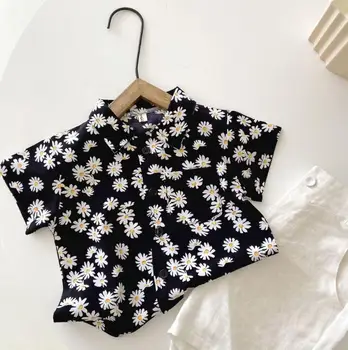 

2020 New Girls Boys Printed Shirt Short Sleeve Summer Cotton Cool Fashion Kids Top 1-6t QH27