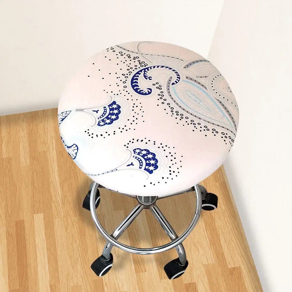 Круглая крышка стула барная крышка стула упругое сиденье крышка домашний чехол для кресла круглое кресло барный стул с цветочным принтом - Цвет: Сливовый