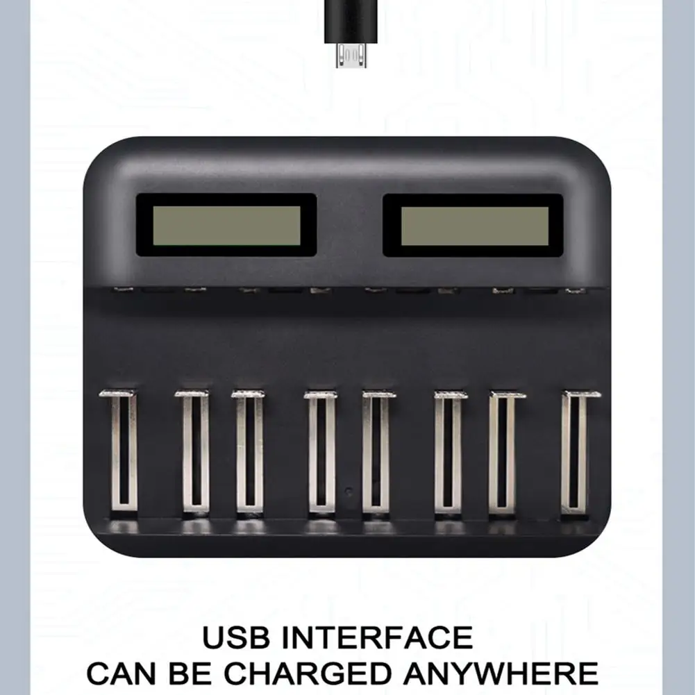 8 слотов ЖК дисплей Usb смарт зарядное устройство для AA AAA SC CD Размер перезаряжаемая
