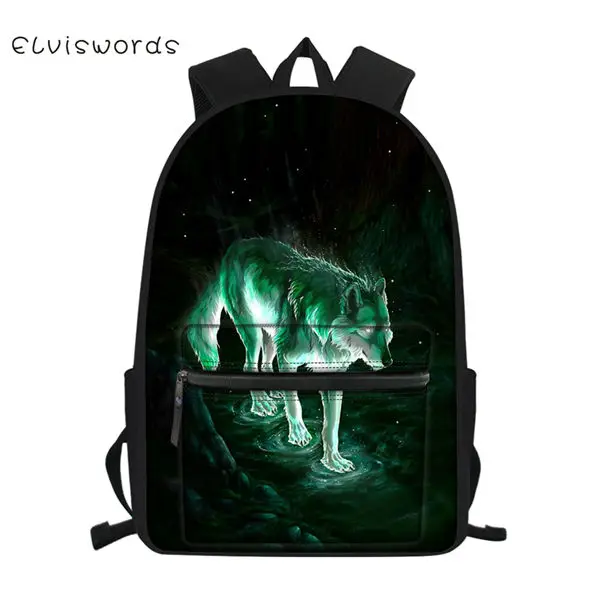 CDWX3782Z58 ELVISWORDS модный детский Школьный брезентовый Рюкзак "Fantasy Wolf" с животным узором для студентов, школьные сумки для книг, детские дорожные рюкзаки - Цвет: CDWX3782Z58