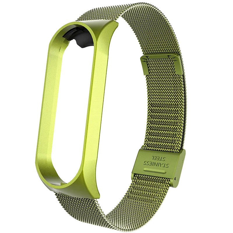 Green Пряжка металлический ремешок браслет для Xiaomi mi 4/3 ремешок для mi Band 4/3 ремешок из нержавеющей стали mi Band 4/3 наручный ремень - Цвет: Green