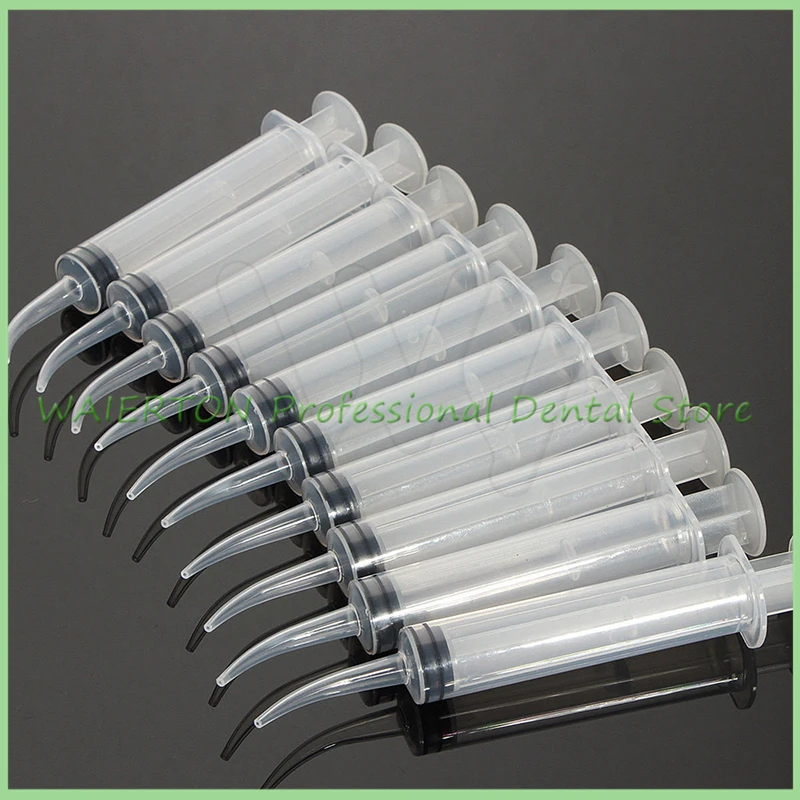 10pcs Disposable Dental Irrigation Syringes With Curved Tip Clear 12ml Injector Oral Care Impressions Molding Instruments |