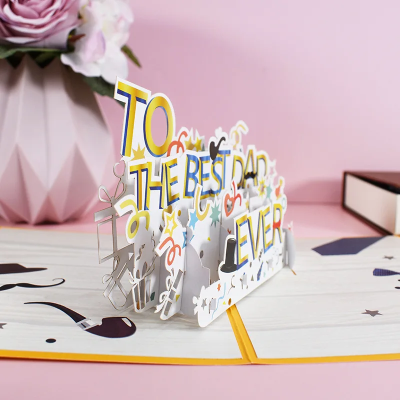 Carte De Fete Des Peres Cartes D Anniversaire Pop Up 3d Pour Papa Carte De Vœux Faite A La Main Avec Enveloppe Aliexpress