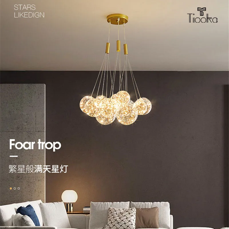 Tiooka Romantic Gypsophila Ceiling Hanging Pendant Light 3/5/9/15 Bubble LED Pendant Lamp for Dining room Living room Decor 220V