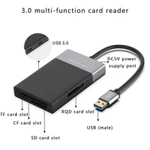 USB 3.0 CF Memory Card Adapter Hub Read Cards Simultaneously For SD/TF/CF/XQD SD Card Reader