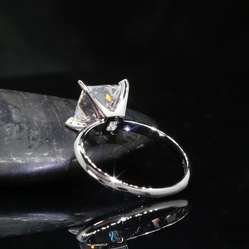 3,0 карат 9 мм чистое 14 к 585 Белое золото Принцесса огранка Сертифицированный муассанит обручальное кольцо Solitaire кольцо для женщин