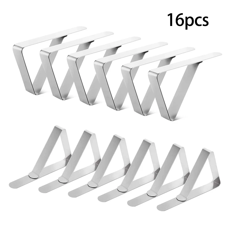 

HOT 16 Pack Tablecloth Clips, Picnic Tablecloth Clamps,Elastic Stainless Steel Table Cloth Holders for Party, Camping