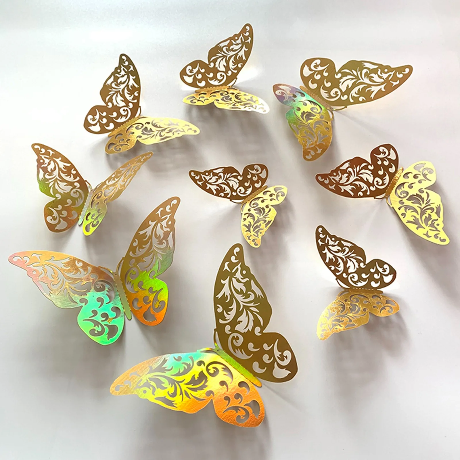 12pcs Suncatcher Sticker 3d Effect Crystal Butterflies Wall Sticker