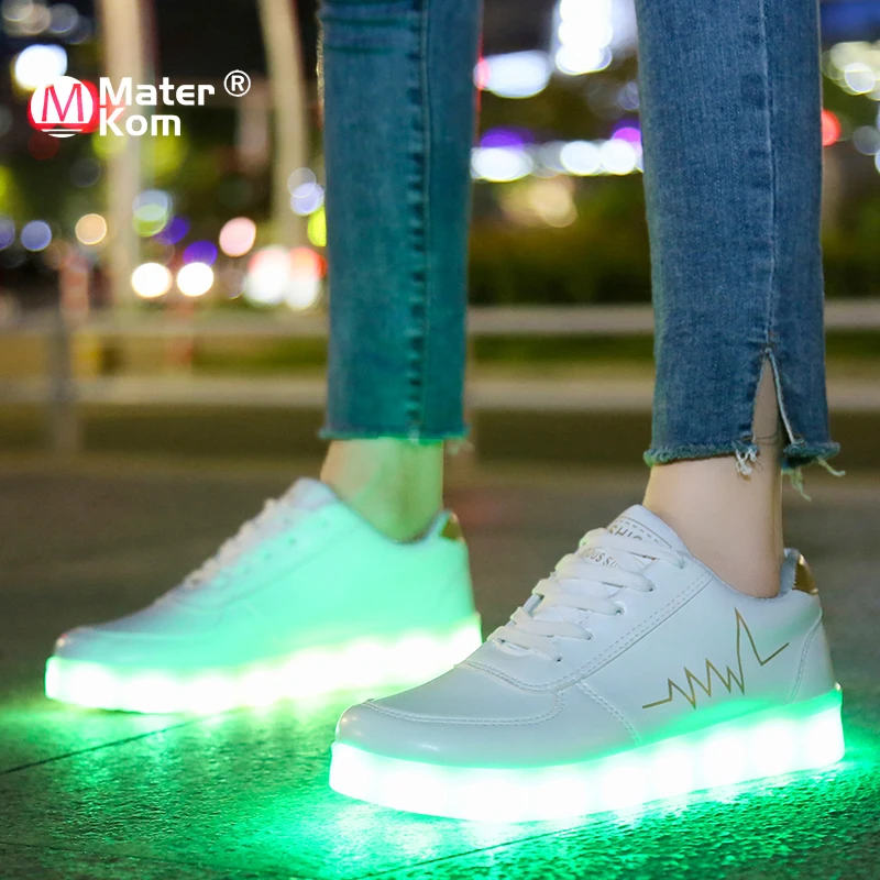 Zapatos luminosos Led para adultos, zapatillas con luces brillantes para niños y niñas, tenis femeninos carga USB, talla 30-44 - AliExpress