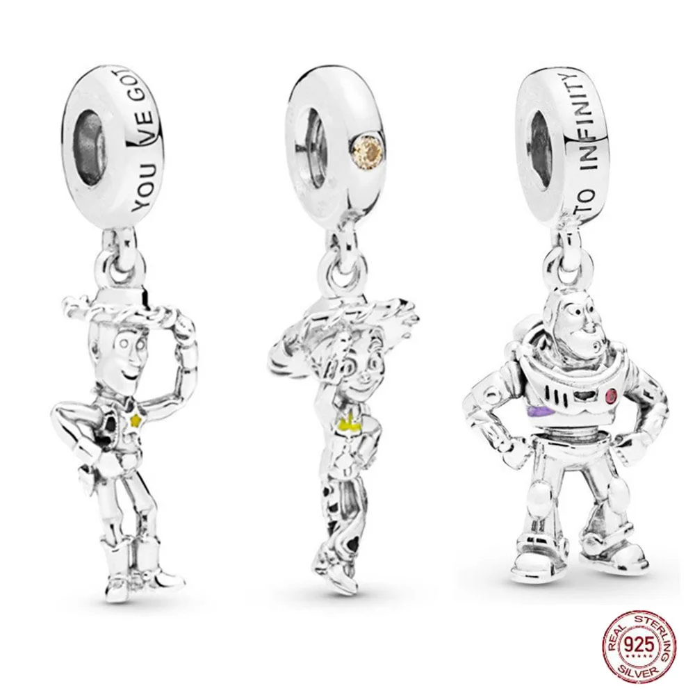 New 925 Sterling Silver Beads Toy Story Jessie Buzz Lightyear Pendant