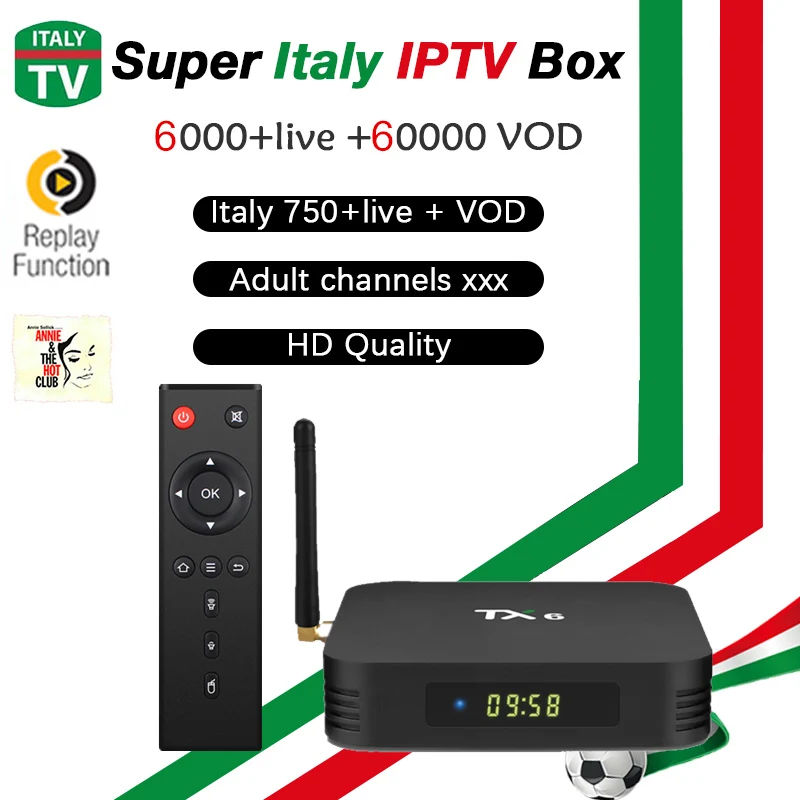 

GOTIT TX6 smart tv box android 9.0 4G 32GB/64GB+Super iptv Italy Germany UK Albania Malta m3u EPG 4K HD IPTV box