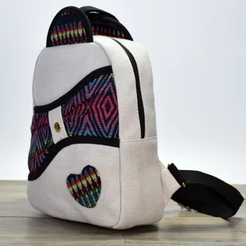 

Ethnic Style Bag Women's Bag Cotton And Linen Mini Leather Canvas Kawaii Backpack Simple Antique Small Backpack Mochila Bagpack