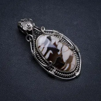 

Natural Penut Wood Jasper Handmade Unique 925 Sterling Silver Pendant 2" X1383