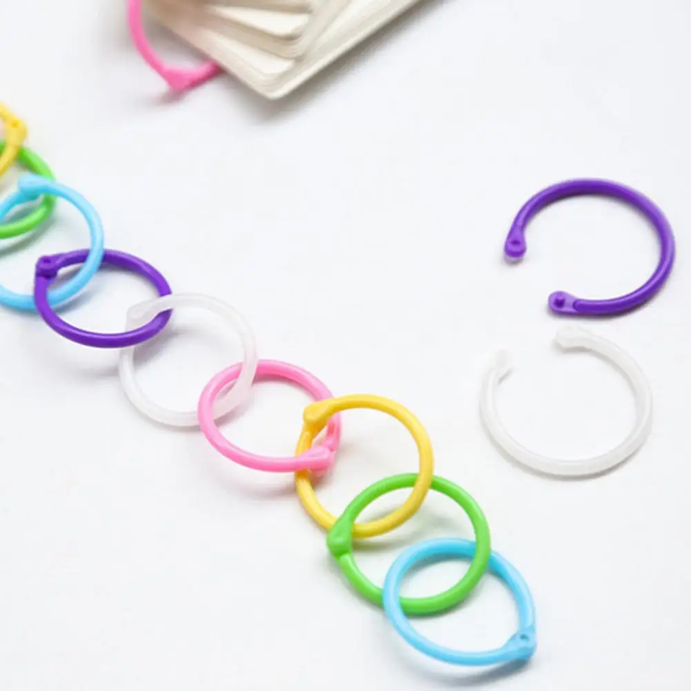 30Pcs Plastic Loose Leaf Binding Rings Candy Color Coil Binder Hoop Holder Tool Plastic Binding Rings