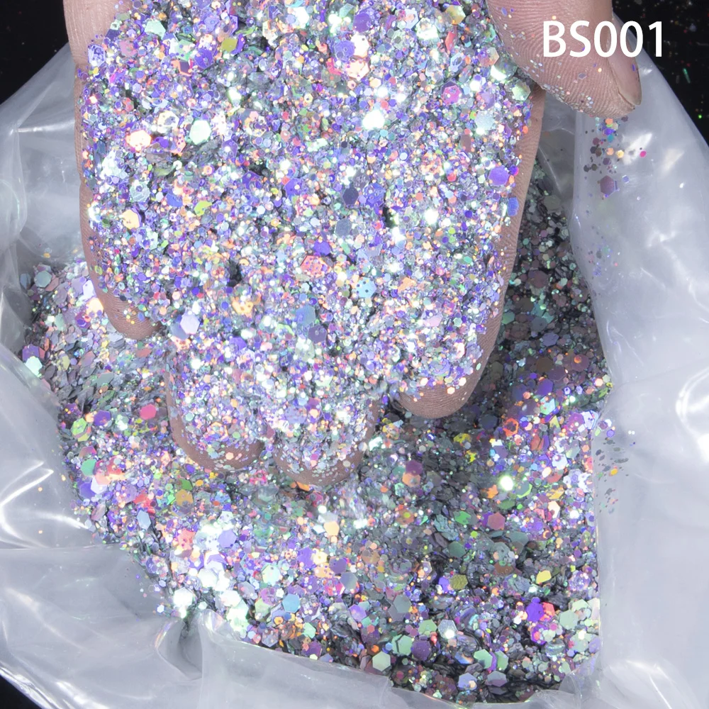 

1000g/1KG Factory Supply Chunky Glitter Nail Sequins Costmetic Paillette Flakes Chameleon Laser Shiny Powder Craft Decorations