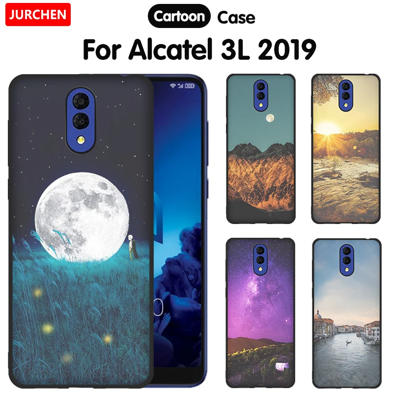 

JURCHEN Cartoon Phone Case For Alcatel 3L 2019 Case Fashion Thin TPU Silicone Soft Back Cover For Alcatel 3L 2019 5039D Cases